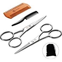 Los mejores  - Juego de 4 Piezas de Tijeras de Barba- Tijeras de Aseo para Hombres y Peine de Barba Kit de Tijeras de Aseo de Barba con…